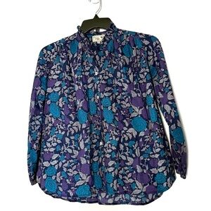 Mille Purple‎ Blue Twilight Floral Francesca Top - XSmall